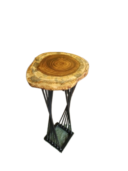 Pedestal Metal y Madera de Parota