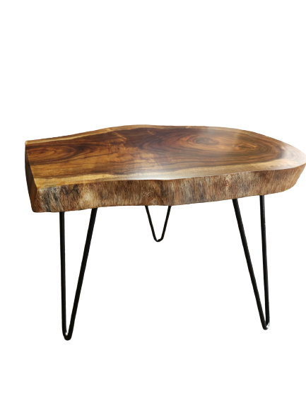 Mesa auxiliar madera de Parota y metal